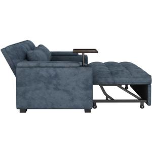 KEIKI 65" 3-in-1 Convertible Sofa Bed, Space-Saving Sleeper Couch with 90 Swivel Side Table, USB & Type-C Charging, Hidden Storage for Modern Home Office Living
