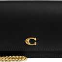Coach Women's Evie Long Chain Accessory-Travel Wallet Black, " (L) x 4" (H) x 1 3/4" (W)