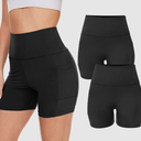 2 Pack High Waisted Biker Shorts for Women – 3"/ 5"/ 8" Black Workout Yoga Compression Novelty Shorts for Running L - XL