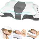 CHxxy Memory Foam Pillows, Cervical Pillow for Neck and Shoulder Pain Relief, Ergonomic Contour Bed Pillow, Soft for Side Sleep Stomach Sleeping and Back Sleeper-Queen Size & Grey