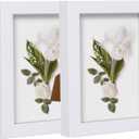 Muzilife 5x7 Shadow Box Frame 2-Pack Wood 3D Picture Frame with Glass Cover Display Case for Wall-Hanging or Free-Standing Picture Showcase, White