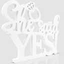 Engagement Party Decorations She Said Yes Wooden Sign Letter Cutouts Table Centerpieces Engagement White Photo Booth Props for Bachelorette Wedding Bridal Shower Party(13x10.2inch)