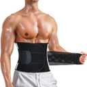 MOLUTAN Men Waist Trainer Trimmer for Tummy Control Compression Shapewear Body Shaper Sweat Belt Large Black
