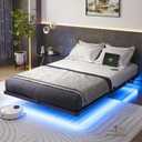 Liians Full Size Modern Floating Bed Frame with Smart LED Lights, USB Charging Station, Sturdy Metal Platform, No Box Spring Needed, and Easy Assembly