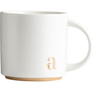 COLLECTIVE HOME - Monogram Ceramic Mugs, 15 oz Golden Initial Coffee Cups, Elegant Alphabet Tea Mugs, Elegant Personalized Mug with Gift Box, Luxurious Cups for Office and Home (a)