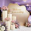 Jueraori 5 Pcs Display Cylinder Cardboard Pedestal Stands for Parties, Folding Paper Columns Pedestal Tables, Round Pillars Dessert Stands for Wedding Birthday Party Decor(Cream White)