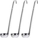 meekoo 3 Pieces Stainless Steel Ladle Soup Handle Ladle with Pouring Rim for Kitchen Cooking Soup Sauce(1 oz)