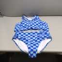 Verdusa Women's Plus Size Plaid Checkered Bikini Set Cut Out Bow Tie High Waisted Swimsuits (XX-Large Plus)