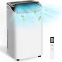 14,000 BTU Portable Air Conditioner Cools Up to 700 Sq.Ft, 3-IN-1 Energy Efficient Portable AC Unit with Remote Control & Installation Kits for Large Room, Campervan, Office, Temporary Space