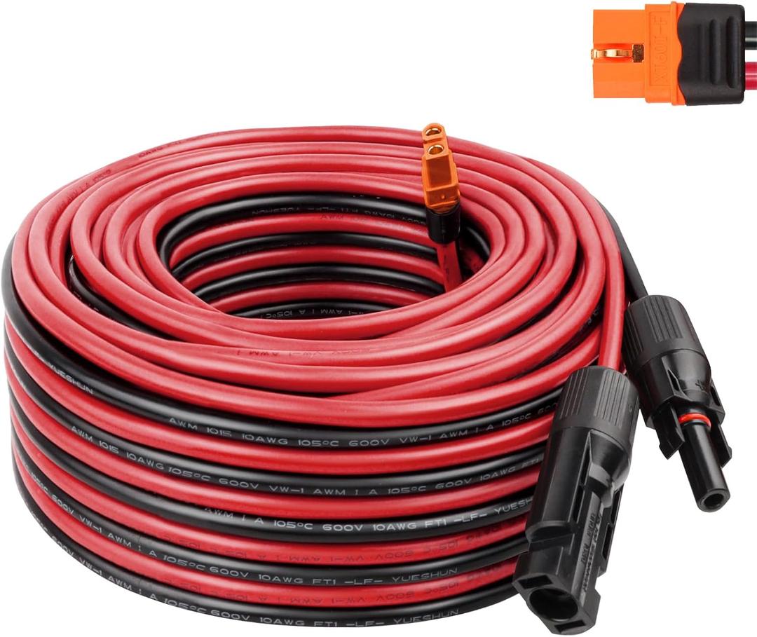 Solar to XT60i Cable 10AWG 50FT Solar Panel to XT60i Adapter Connector XT60i-F Extension Cable for Portable Power Station Solar Generator (50FT)