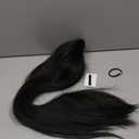 SEIKEA 28" Ponytail Extensions Drawstring Long Straight Fake Pony Tail Natural Soft Clip in Hair Extension Synthetic Heat Resistant Hairpiece - Black