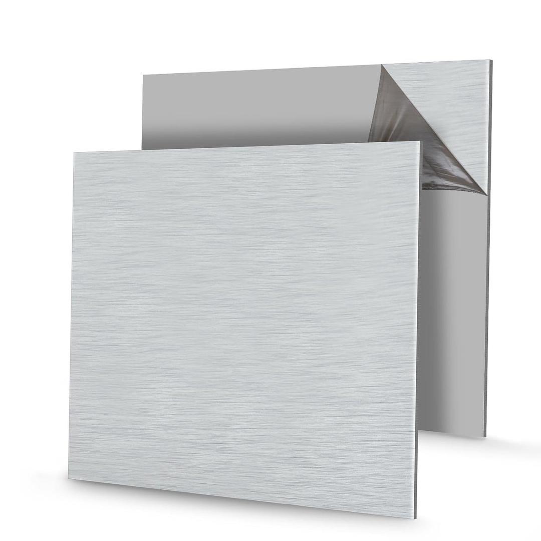 Blulu 2 Pcs Aluminum Composite Panel, 1/4" Thick Rectangle Aluminum Sheet for Industry Crafting Handcraft DIY Projects(Brushed Silver,24"x24")