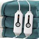 Electric Heated Blanket Queen Size 84"x90" - Dual-Sided with Microplush & Sherpa Fabric, 4 Heat Settings & 10 Hours Auto Off, Dual Controller, Machine Washable - Teal