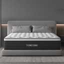 Queen Mattress, 14 Inch Hybrid Mattress in a Box with Individual Pocket Spring, Gel Memory Foam and Euro Top, Medium Firm Feel with Motion Isolation, Pressure Relief, Edge Support,Queen Size Black