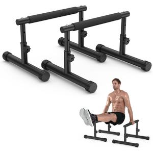 IMAYCC Push Up Bar, Adjustable 7.5" and 10.6" High Parallettes Bars & Dip Bar With Full-Cover Foam Grips, No Wobbling Calisthenics Equipment For Handstand, L-Sit, Gymnastics, Strength Training Home Gym