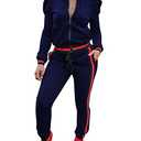 Akmipoem Track Suit for Women Set 1 Piece Pants Jogging Suit Blue L