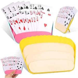Qflrgon 2PCS Card Holders for Playing Cards, Playing Card Holder, Card Holder for Kids Adults Seniors, 3 Layers Foldable Design for Poker UNO Cards, Playing Card Accessories