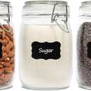 ComSaf 3-Pack 34oz Round Glass Apothecary Jars with Lids, Farmhouse Kitchen Decor for Countertop Display, Airtight Canisters for Cookies, Candy & Coffee, Classic Food Storage Containers