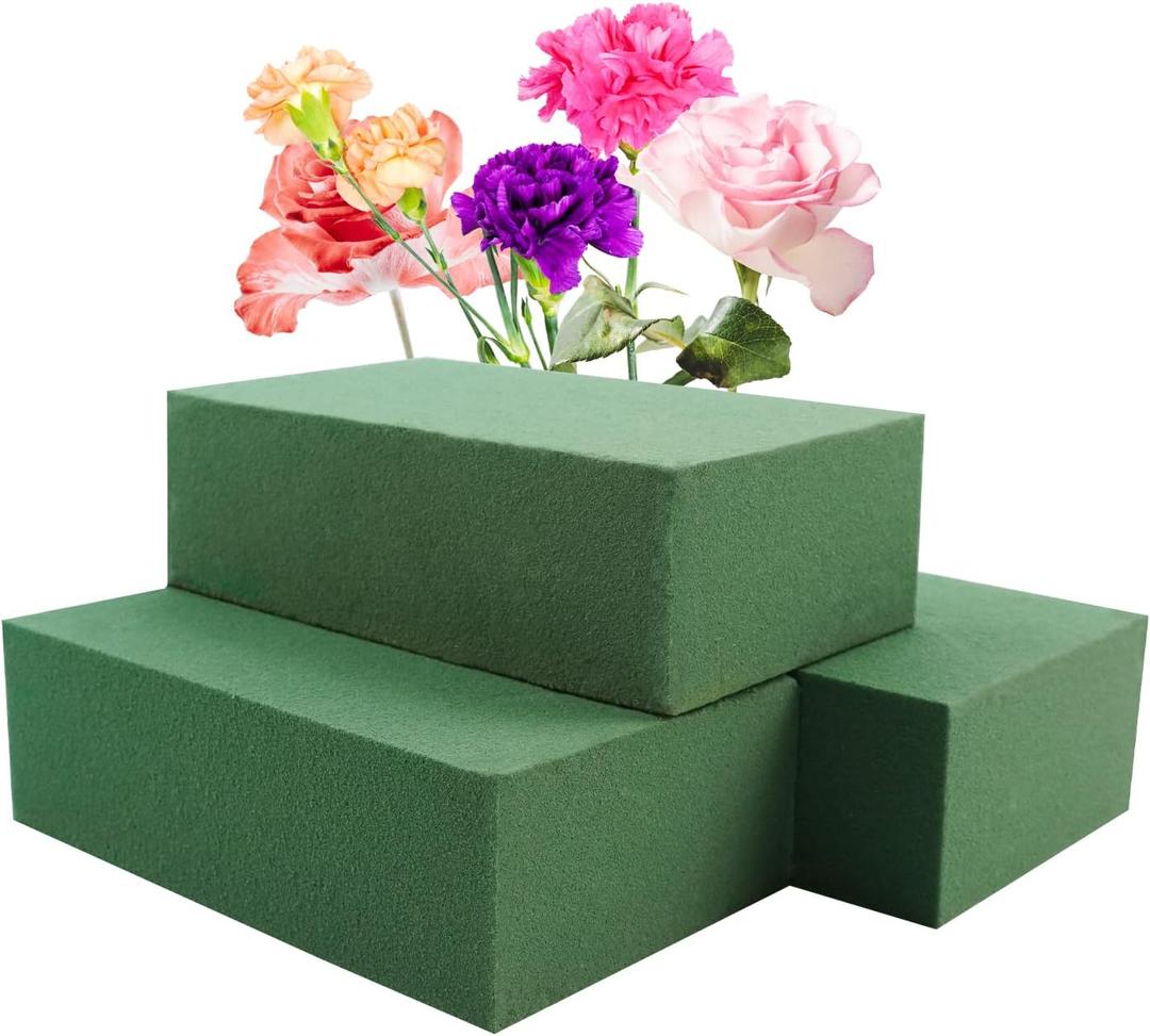 Prashent 3Pcs Floral Foam Blocks,Green Wet Dry Flower Foam Plant Foam for Fresh & Artificial Flower Arrangements DIY Craft 5.5L x 3.1W x 1.7H