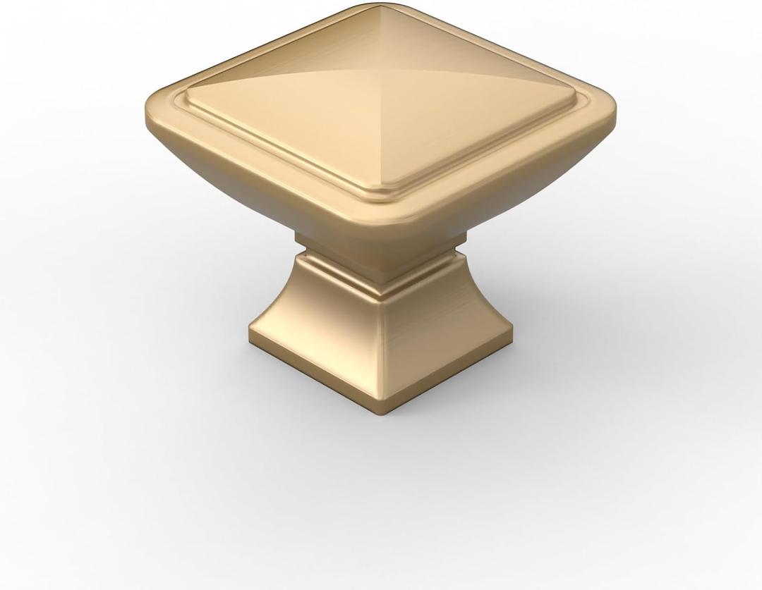Amerdeco 10 Pack Champagne Bronze Square Kitchen Cabinet Knobs Cabinet Hardware Single Hole Cabinet Pulls Drawer Knobs and Pulls for Bathroom Cabinets ZH0019