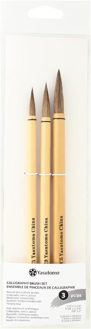 Yasutomo Calligraphy Brush Set, 3 Pieces, Arts and Crafts Supplies