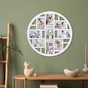 9-Opening Circular Collage Picture Frame Wall Decor White Round Multi Photo Frame for 4x6 Pictures, Modern Hanging Wall Art for Living Room, Bedroom, or Hallway 22.05 x 22.05 Inch