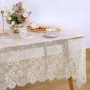 LuoluoHouse Rustic Ivory Wedding Tablecloths Lace Chic Rectangular Tablecloths for Wedding Reception Farmhouse Table Decorations 60x120 inch