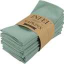 Solid Color Linen Blended Thin Dinner Cloth Napkins - Set of 12 (40 x 40 cm) - for Events & Home Use (Sage Green)