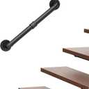 Abiglifty 2FT Pipe Handrail, Hand Rails for Indoor Stairs, Stair Railing Indoor, Grab Bars for Wall, Outdoor Handrails for Exterior Steps, Elderly Safety Handle for Stairs Porch Bathroom (Black,60cm)