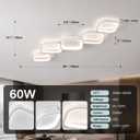 39.37 Inch Modern LED Ceiling Light Fixture, 60W Flush Mount Ceiling Light, 3000K-6000K Adjustable Color Temperature, 5 Square Design, White