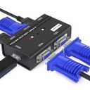 MT-VIKI VGA KVM Switch, 2 Port USB VGA KVM Switch for 2 Computers Share 1 Monitor Keyboard Mouse Printer, + 2 KVM Cables