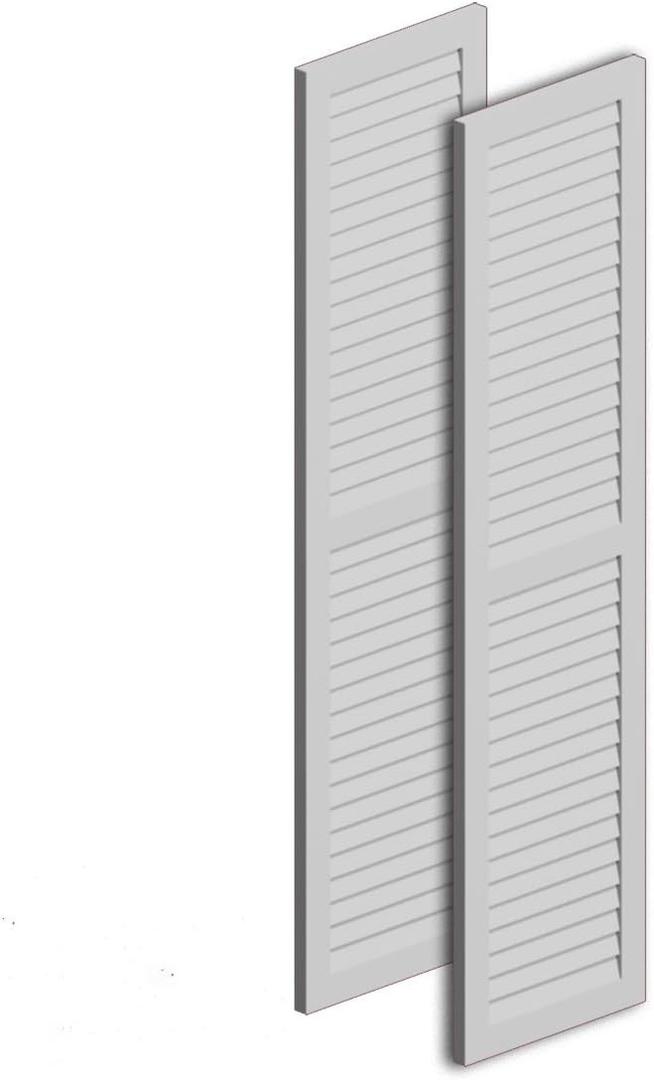 Fypon 16"W x 60"H x 1"P Louvered Shutter w/ Center Rail, Urethane (Per Pair)