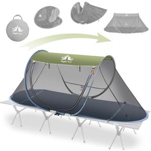 Night Cat Pop-up Mosquito Tent: 1 Person Camping Tent with Bug Screen Net Adults Fits for Camping Cot (Excluded)