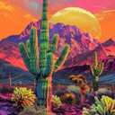 TUTUMAY21 Adult Landscape Diamond Painting Kits, Beginners Diamond Art Kit, Beginners DIY 5D Cactus in The Mountains Painted Art Crafts for Home Decor Wall Decor or Gifts 12x16 inch