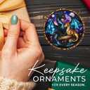 5 x Book Dragon Ornament for Christmas Tree, Dragon Suncatcher Acrylic Hanging Decoration, Book Lovers Gifts for Women, Fantasy Themed Tree Decoration for Tree, Holiday Keepsake