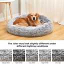 Bedfolks Calming Donut Dog Bed, 36 Inches Round Fluffy for Large Dogs, Anti-Anxiety Plush, Machine Washable (Dark Grey, Large)