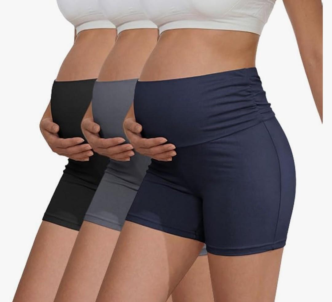 Pack Women's Maternity Shorts Pregnancy Biker Shorts Stretchy Workout Loungewear Mama Clothes S