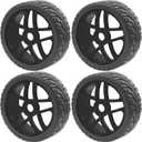 ShareGoo OD 4.52" 1/8 RC Buggy Rubber Tires Tyre w/Plastic Rim 17mm Hex Compatible with Arrma Kyosho Exceed RC Traxxas Redcat HSP HPI 1/8 Scale Off Road Car Buggy, Black,3 pcs