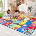 HOMORE Kids Rug, 9x12 Large Educational Rugs for Classroom Kids Collection ABC Rug for Learning Alphabet, Numbers, Colors, Season and Animal Words, Play Rugs for Playroom