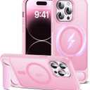 Compatible with iPhone 13 Pro Case [Compatible with Mag-Safe][Adjustable Kickstand][Military Grade Drop Protection] Translucent Phone Case for iPhone 13 Pro,Pink