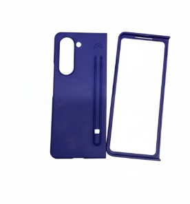 Caka for Samsung Galaxy Z Fold 5 Case [Thinner S Pen Holder Slot] [Magnetic Charging] [Hinge Protection] [Built-in Screen Protector] Translucent Hard Shockproof Magnet Phone Cover for Fold5 - Blue