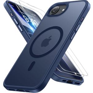 Miracase for iPhone 16e case & iPhone 17e Case for MagSafe [with 29H+ Screen Protectors] TOP Military-Grade Protection Shockproof with Velvet Touch for iPhone 16e/17e Phone Case 6.1", Dark Blue