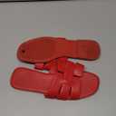 Women's Flat Sandals, Ladies Leather Cross Strap Slide Slippers, Comfy Dressy Slip on Shoes Elegant Summer Fall Spring Cute Open Toe Casual Footwear (8, Red)