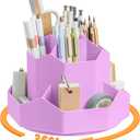 Pencil Pen Holder for Desk,9 Slots 360 Degree Rotating Desk Organizers,Desktop Storage Stationery Supplies Organizer, Cute Pencil Cup Pot For Office, School, Home(Purple)