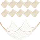 10 PCS Fishing Net Decor, 39.3778.74 Inch Fish Net Decorations Natural Fish Netting Cotton Nautical Wall Decor for Ocean-Themed Party Accessories, Beach Party Decorations and Photo Display