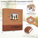 RECUTMS 4x6 Photo Album 200 Photos with Writing Space, Leather Cover with Window, 200 Photo 4x6 Picture Album Book with Memo for Wedding Family Baby Christmas Valentine's Day Anniversary (Brown)