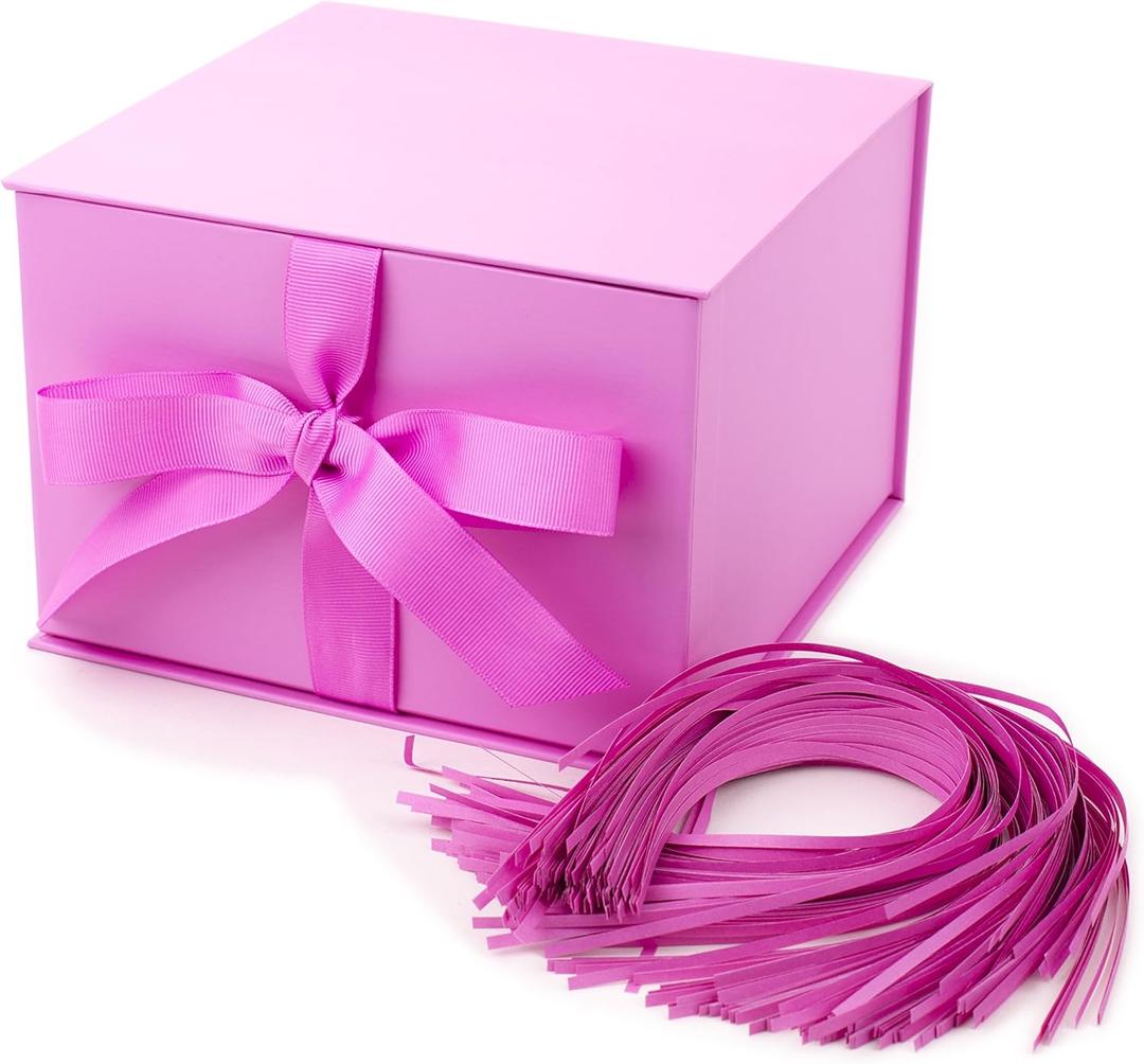Hallmark Medium Gift Box with Lid and Shredded Paper Fill (Light Pink 7 inch Box) for Anniversaries, Bridal Showers, Bachelorette, Bridesmaids Gifts, Valentine's Day, All Occasion (1 Count (Pack of 1))