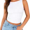 ForeFair Summer Tank Tops for Women Going Out Cute Boat Neck Casual Top Basic (Medium, White)