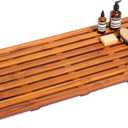 Teak Bath Mat 40"x18" Extra Large - Solid Wood Shower Mat for Bathroom, Spa & Outdoor Use - Non-Slip Fast-Drying Design - Natural Teak Wood - Wide Slat Floor Mat for Tub & Pool