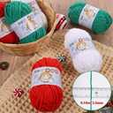 6 Pack Chunky Chenille Yarn for Hand Knitting and Crocheting DIY Handmade Christmas Crafts Gift Santa African American Party Decoration Kwanzaa Decoration, Red Green White